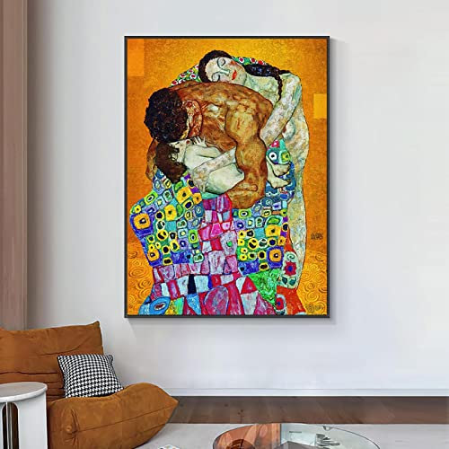 XIANGPEIFBH Abstrakte Klassiker von Gustav Klimt Familie Malerei auf Leinwand Moderne Poster und Drucke Wandkunst Bild Wohnzimmer Dekor 50x70cm (20x28inch) Ungerahmt