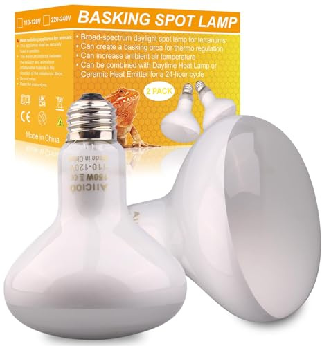 Aiicioo Reptile Basking Light Bulb - 150W Reptile Heat Lamp 2 Pack UVA Daylight Amphibians Basking Bulb for Bearded Dragon Turtle Hermit Crab Gecko Lizard Chicken