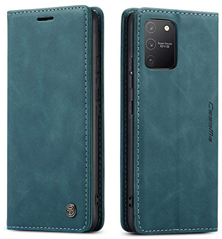 Ququcheng123 Lederhülle kompatibel mit Samsung Galaxy A91/M80S/S10 Lite Hülle,Flip Case Schutzhülle Klapphülle Handyhülle mit Standfunktion-Blau