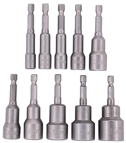 Doo Engy 6-19mm Stecknuss Bit Nuss Set 1/4 Zoll Sechskant Magnetische Steckschlüssel Adapter Steckschlüsselsatz für Bohrer oder Akkuschrauber 10-Teilig