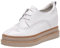 ANUFER Mujeres Piel Genuina Plataforma Tacón de Cuña Oculto Zapatillas con Cordones Acento Irlandés Casual Zapatos Blanco SN070508 EU37