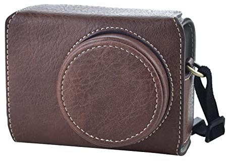 Rieibi GR III/GR IIIx Tasche – Vintage PU Leder Kameratasche für GR IIIx GR III GRIII GR3 DSLR Kamera – Schutzhülle mit Riemen - Kaffee