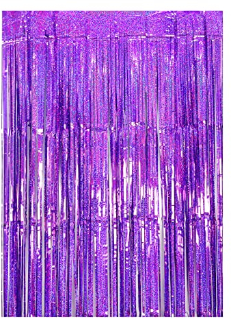 Lametta Vorhänge Glitzer, Drucilla Lamettavorhang Tinsel Glitzervorhang Folienfransen, Metallic Luftschlangen Hintergrund für Partys Foto Geburtstagsdeko Hochzeit -1m x 2m, Violett