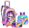 HTgroce Panda Rucksäcke Mädchen Schultaschen Trolley, Grundschule Trolley Rucksack mit Lunchtasche Federmäppchen 3 in 1 Schultaschen-Sets Ideal für Kinder Schüler der Klassen 2-6