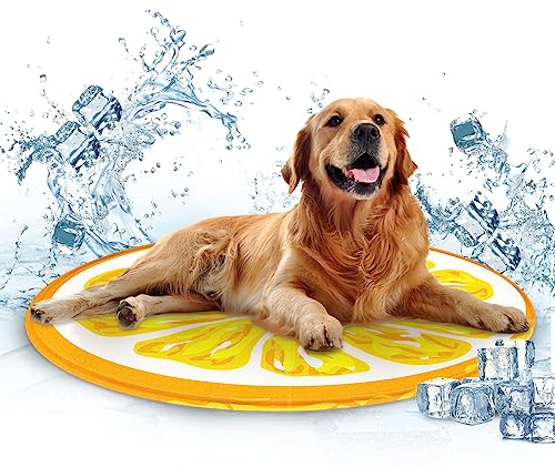 Actask Dog Cooling Mat - Non-toxic Self-Cooling Pad With Auto System, Icy Mattress for Cat and Dog Igloo Summer Sleeping Bed (Orange 60CM)