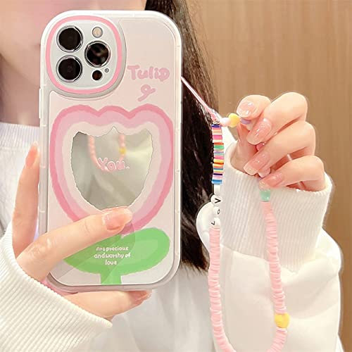 Emlivi Case for iPhone XS Max with Pearls Bracelet Flowers Fashion Mobile Phone Case Waves Protective Case Cute Strawberry Bumper Cover Soft Silicone TPU Girls Case for iPhone XS Max, Mirror Tulip
