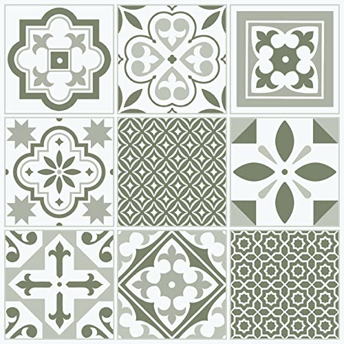 d-c-fix piastrelle adesive pavimento Piastrelle Orientali Verdi - 11 pezzi - PVC vinile impermeabile rivestimento vinilico listoni mattonelle per uso interno, bagno e cucina 30x30 cm