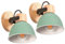 iDEGU 2 Stücke Wandleuchten Innen Vintage Wandlampe aus Holz und Eisen Industrie Design Lampe Retro Wandstrahler Verstellbare Deckenleuchte Wandspot Wohnzimmer Schlafzimmer Küche (Grün)