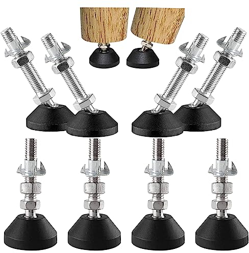 Uni-Fine Lot de 8 pieds de nivellement M10 x 100 x Ø 40 mm - Peut supporter 500 kg - Pieds réglables en hauteur - Pieds de meubles réglables en hauteur pour meubles