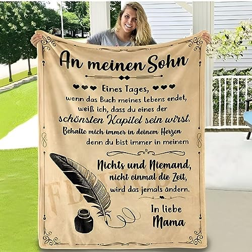 FDHVCB Kuscheldecke Personalisierte Geschenke, Decke An Meinen Sohn von Mama, Positive Ermutigung und Liebe Sohn Flanelldecke, Decken Geschenke Für Jungs Weihnachten Geburtstag 150 * 200cm