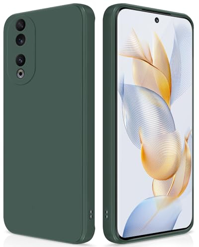 GiiYoon Coque pour Honor 90 5G Case en Silicone, Etui de Protection Antichoc Etui Housse Silicone Ultra-Mince avec Couche Intérieure en Fibre et Protection pour Caméra, Vert