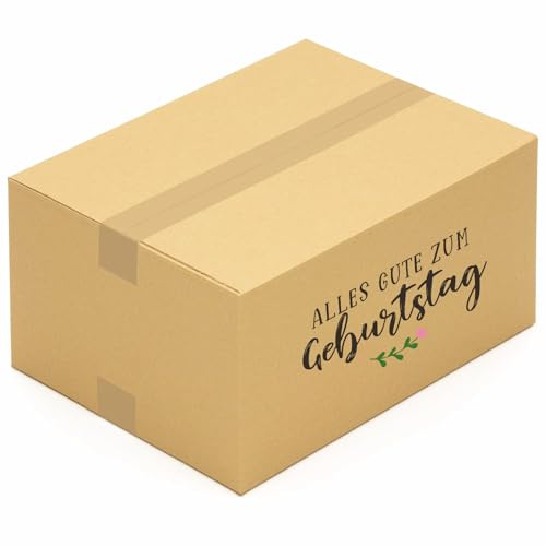 KK Verpackungen® Versandkartons mit Geburtstagsmotiv | 5 Stück, 400 x 300 x 200 mm Postkartons mit Happy Birthday Motiv | Idealer Karton für den Paketversand von Geburtstagsgeschenken