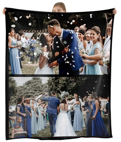 NIBESSER Personalisierte Decke Mit Foto Super Weich Kuscheldecke mit Eigenem Foto und Text, für Geburtstag Weihnachten Hochzeit Jahrestag Geschenk