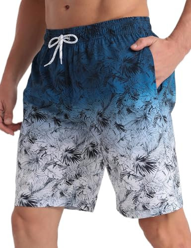 APTRO Maillot Short de Bain Homme Piscine Séchage Rapide Surf l'été Hawaïen Short de Plage Imprimé Bleu Graduel MK307 5XL