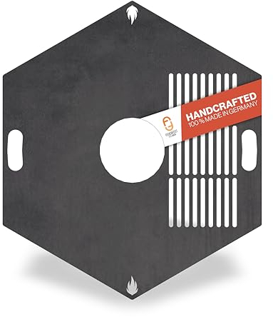 Feuerfest 123 - Feuerplatte Eckig [Ø 100 cm] - Für Feuertonnen, Kugelgrills & Feuerschalen - Universal Grillplatte | Made in Germany - Grillring Plancha 4mm Stahl - Auch für BBQ Grilltonnen