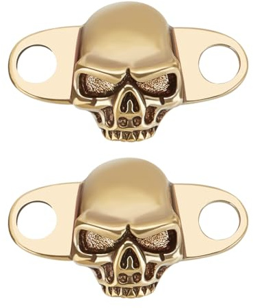 FINGERINSPIRE 2Pcs Breloques en Dentelle De Chaussure en Forme De Tête De Mort Boucle De Lacet Dorée Antique Détachable Mode Squelette en Laiton Décorations De Lacets Breloque pour Baskets Bottes