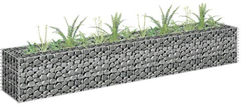 DJEKA Gabbioni Metallici per Pietre Gabbioni per Sassi da Giardino Gabbione Letto Rialzato in Acciaio Zincato 180x30x30 cm