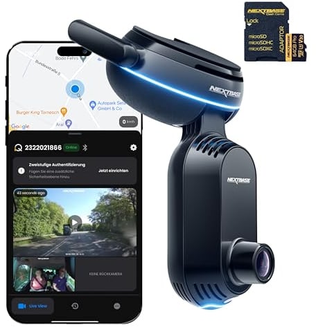 Nextbase IQ 2K Smart Dash Cam - (LATEST December UPDATE) Nextbase Dash Cam with Inbuilt Cabin Car Cam - Live View, Smart Parking, Witness Mode, SOS Response, Voice Control, 4G 2K IQ