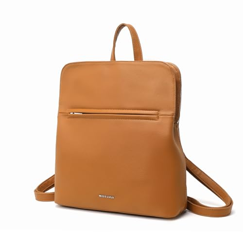 Miss Lulu Damenmoden-Rucksack Wasserdichter Multi-Taschen Freizeitrucksack Schultertasche für Damen und Mädchen (Braun)