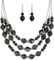 FULU AUTUMN Chunky Statement Perlen Kette und Ohrringe Set Schmuck Set für Damen Valentinstag Geburtstags Geschenk für Frauen(42-Black)