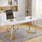 Tribesigns Schreibtisch Computertisch, 140 x 80 x 75 cm, PC Tisch Bürotisch Arbeitstisch Esstisch Büro-Möbel Computertisch Konferenztisch für Home Office zu Hause Schreibtische, Weiß und Gold