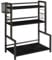 YMYNY Estante para Especias con Cesta Metálica, Estante de Encimera para Armario, Organizador con 6 Ganchos, Soportes para Botes de Especias, Para Cocina, Baño, 43 x 24 x 53CM Negro HSR006B