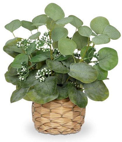 Briful Kunstpflanze Eukalyptus Deko, Künstliche Eukalyptus im Topf Dekopflanze Zimmerpflanzen, Höhe 32 cm