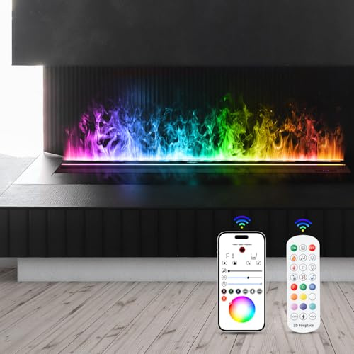 Wasserdampf-Kamin, 9-farbige Flamme, elektrischer Kamin, Keine Wärme, 180cm | TUYA App Control, Fernbedienung, Mehrfarbige Flamme, 3D Wasserdampfeffekt, Für Schlafzimmer, Heimdekor, Befeuchtung