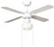 Avilia Deckenventilator mit 4 Flügeln aus Holz und Stroh, mit Licht, 3 Geschwindigkeitsstufen mit Zugschnursteuerung, Umkehrfunktion, Durchmesser 106 cm, 60 W, 230 V