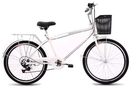 City-Pendlerfahrrad für Männer und Frauen,komplette Cruiser-Fahrräder für unterwegs,verstellbarer Lenker und Sattel,hinterer Gepäckträger,Vorder- und Hinterradbremsen,7-Gang-Hybridfahrräder