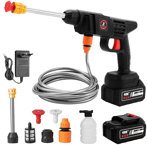 Pulitore ad alta pressione a batteria, 21 V 35 bar ad alta pressione senza fili con batteria e caricatore rapido, pulitore ad alta pressione per auto giardino (20000 mah)
