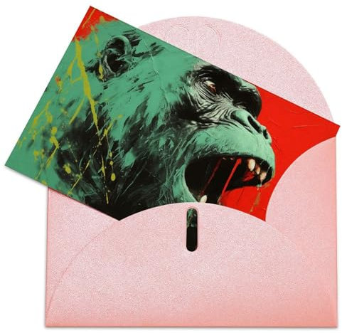 LZQPOEAS Grußkarten mit Umschlägen, blanko, rote Orang-Utan-Avatar-Dankeskarte, Notizkarten für Party, faltbare Blanko-Karte für Geburtstag, blanko, Grußkarten, Einladungskarte, 15,2 x 10,2 cm