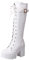Thic Stivali con tacco alto con lacci e plateau, stivali da donna senza tacco, bianco, 39 EU