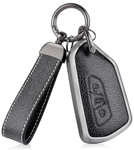 OFF WE GO Autoschlüssel Hülle Leder Schlüsselhülle Cover für VW Golf 8/7/5/R/MK8 Cupra Born Formentor Seat Leon Ateca Tarraco Skoda Octavia Schutz Gehäuse mit Schlüsselanhänger Schlüsselcover, Schwarz