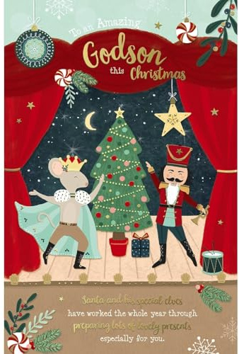 Cards Wishing Well Godson Christmas, Festive Design