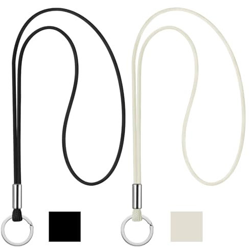 Nezyo 2 Stück Schlüsselband Lang Lanyard Schlüsselanhänger Umhängeband Lanyard Schlüsselband Schlüsselkette Band mit Ring für Schlüssel Ausweis Handy Kamera Lanyard(Schwarz, Beige)