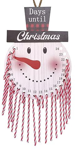 1 Set Weihnachts-Countdown-Kalender, Schneemann, zum Aufhängen, Holz-Adventskalender mit 24 Zuckerstangen, Ornamente für Heimdekoration