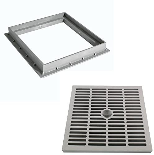 Zeker - Rejilla de visión con marco para colector de agua (40 x 40 cm) - Rejilla reforzada + marco