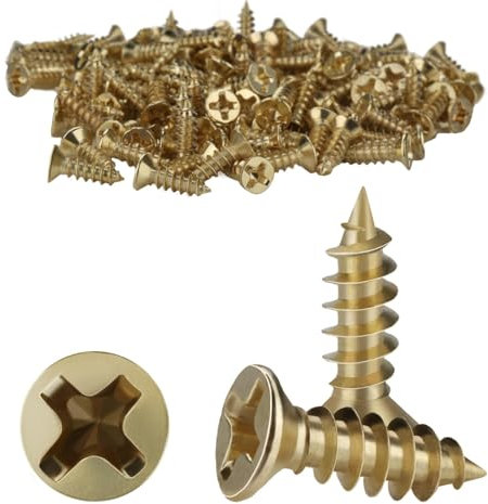 TXXATX 300 Stück Holzschrauben M3x6 mm Senkkopfschrauben Kreuzkopf Screws Farbe Gold Schrauben Holz Kleine Flachkopfschrauben Selbstschneidende Schrauben mit Senkkopf für Bürogeräte Holzmöbel DIY
