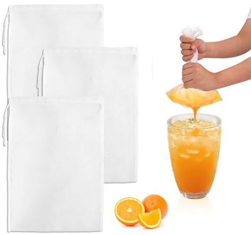 3pcs Cheese Cloths for Straining, Reusable Nut Milk Bags for Straining Juice/Greek/Yogurt Strainer Muslin Cloths, Nylon Straining Bags for Home Cooks & Vegans(30x20cm)