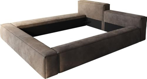 Polsterbettgestell Kalinea Mikrofaser Taupe Vintage 140x200 cm