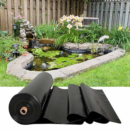 Bâche de bassin en polyéthylène haute densité robuste - 2 m x 3 m et 3 m x 4 m - 0,3 mm d'épaisseur - Pour piscines à carpes koï, jardins aquatiques - Film durable pour étang de natation (4 m x 4 m)