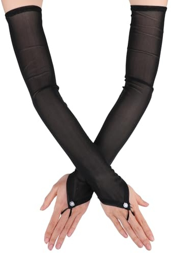 HaiFafafaing Spitzenhandschuhe Schwarz Lange Handschuhe Damen Spitzenhandschuhe Brauthandschuhe 1920er Jahre Hochzeitshandschuhe für Braut Oper Kleidungs Zubehör Hochzeit