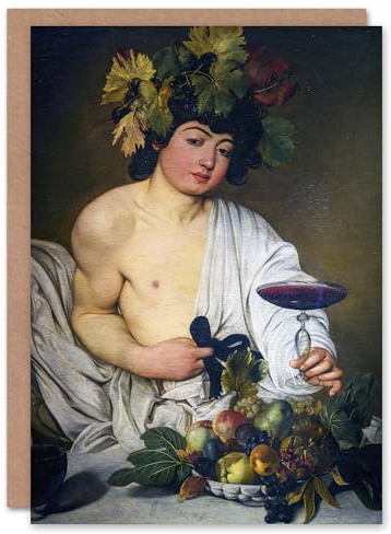 Artery8 Caravaggio Personalised Art Card Bacchus Dionysus Portrait Oil Painting