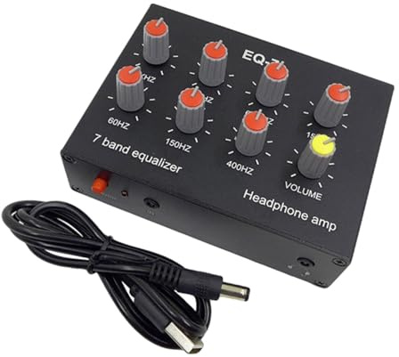 Geardeangloow 7-Band-Equalizer, kleiner Audiosignal-Vorverstärker für Headset, Telefon, Computer