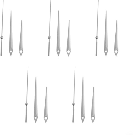 SiSinkal Aluminium-Uhrenzeiger-Set, Reparaturteile, Ersatz-Set, 5-teiliges Uhrwerk für Wanduhrherstellung, Basteln (Silber)