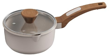 Cooksmart Signature Saucenpfanne mit Deckel, 16 cm, elfenbeinfarben, Aluminiumguss, Keramik, antihaftbeschichtet, für Induktions-, Gas-, Keramik- und Elektroherde geeignet, spülmaschinenfest