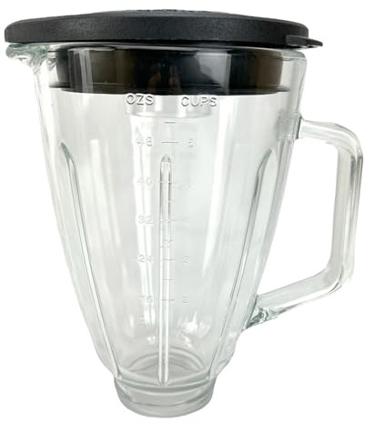 6 Cups 48-Ounce Round Glass Blender Jars and LIDS, Compatible with Hamilton Beach