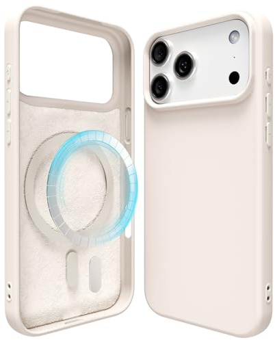 oakxco für iPhone 17 Pro Hülle Magsafe Silikon Handyhülle Bunt, Ultra Dünn Slim Case Einfarbig Handy Hülle Mädchen, Magnetisch Induktives Laden Schutzhülle Matt Silikonhülle Glatt Gummi, Beige Taupe