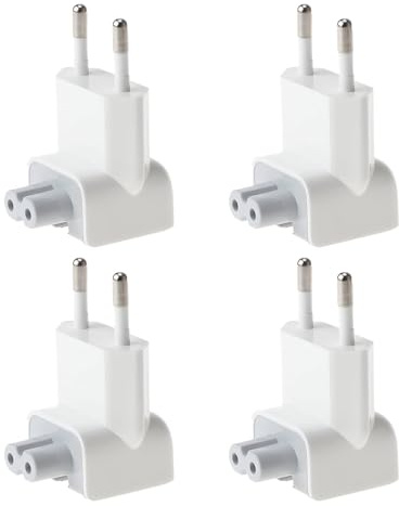 4 Stück AC Adapter Europa Stecker Reise-Ladegerät Konverter Ersatzanschluss für iPod, iPhone, iPad, Tablets, MacBook AC Netzteil (Weiß)